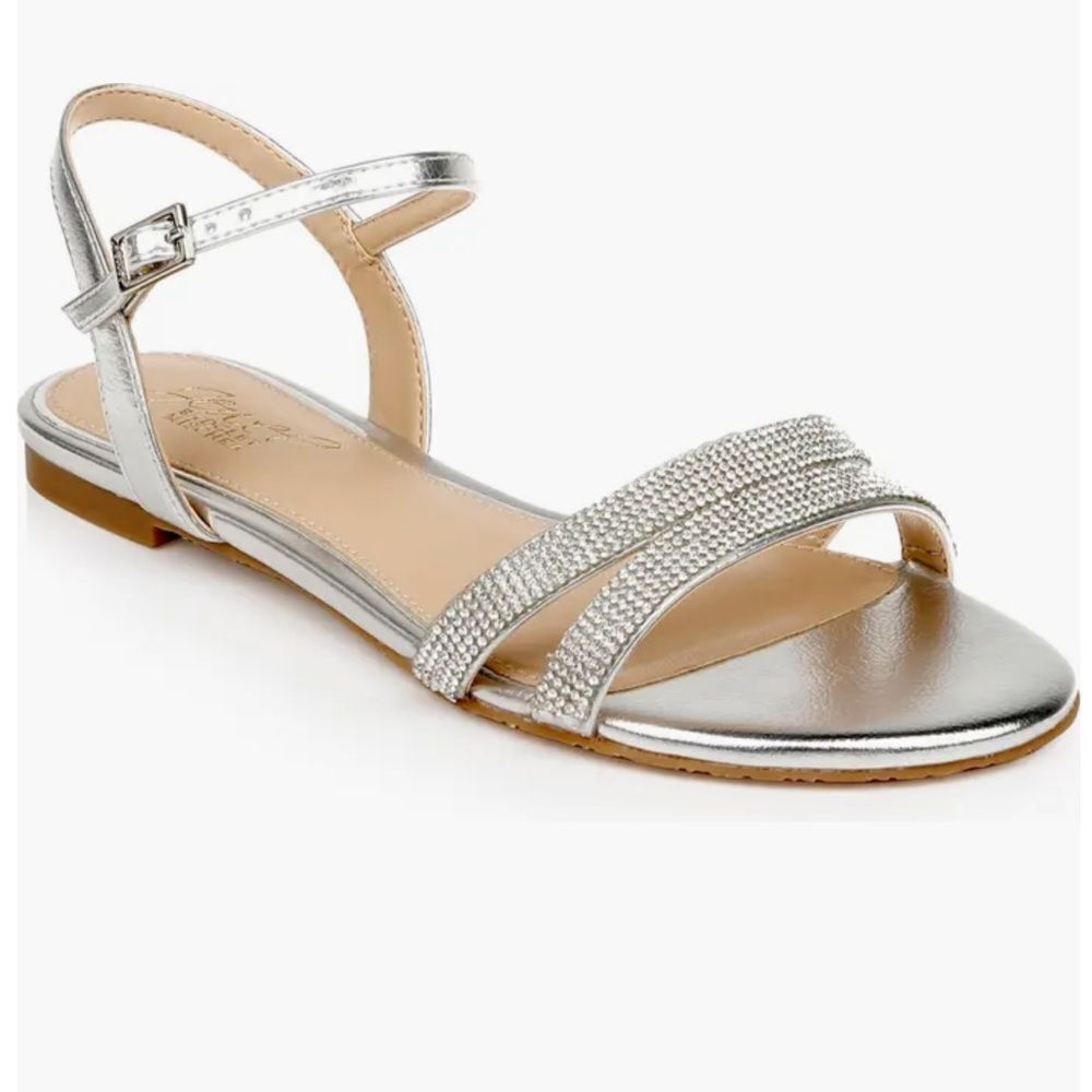 Badgley Mischka Jewel Bridget Embellished Sandal in Silver, Size 6, NIB